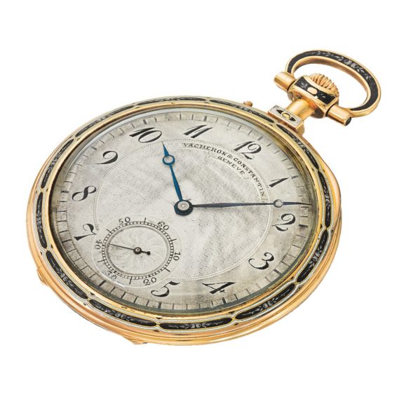 Swiss yellow gold and enamel open faced pocket watch Circa 1920 Swiss yellow gold and enamel open faced pocket watch Circa 1920