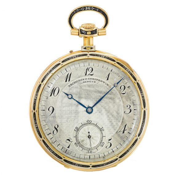 Swiss yellow gold and enamel open faced pocket watch Circa 1920
