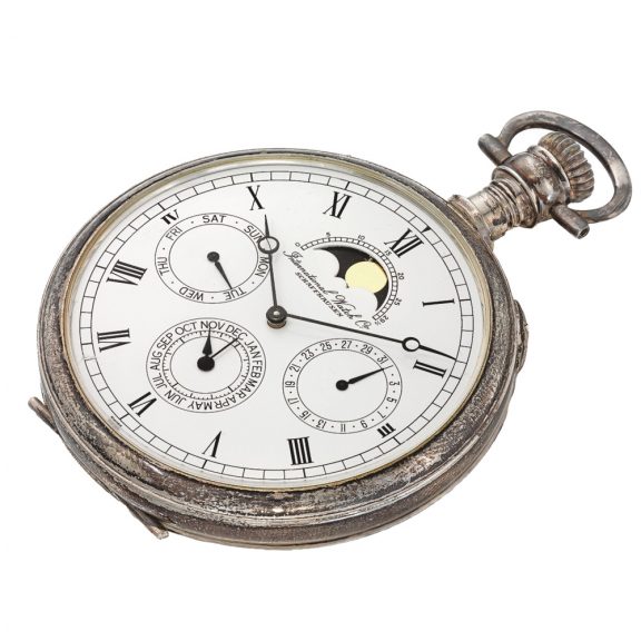 Swiss silver watch with triple calendar and moon phase Circa 1980 Swiss silver watch with triple calendar and moon phase Circa 1980