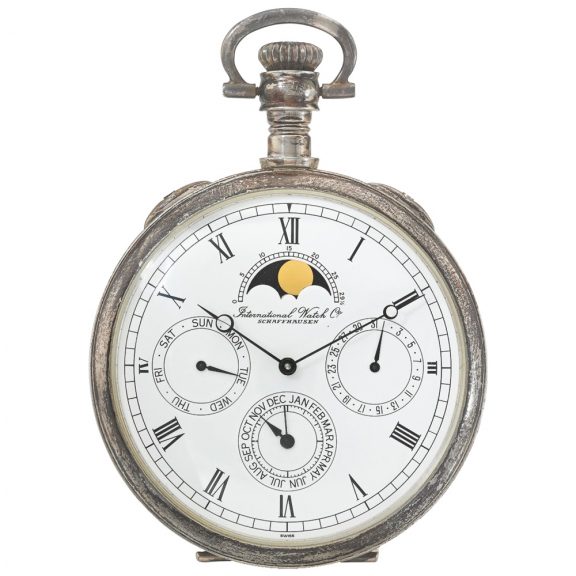 Swiss silver watch with triple calendar and moon phase Circa 1980 Swiss silver watch with triple calendar and moon phase Circa 1980