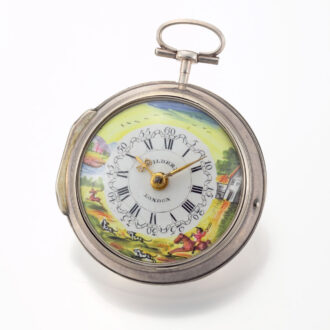 An English verge with painted dial in silver pair cases Circa 1793