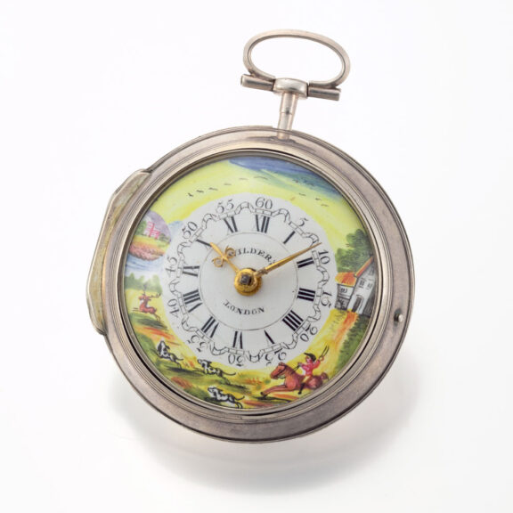An English verge with painted dial in silver pair cases Circa 1793 An English verge with painted dial in silver pair cases Circa 1793