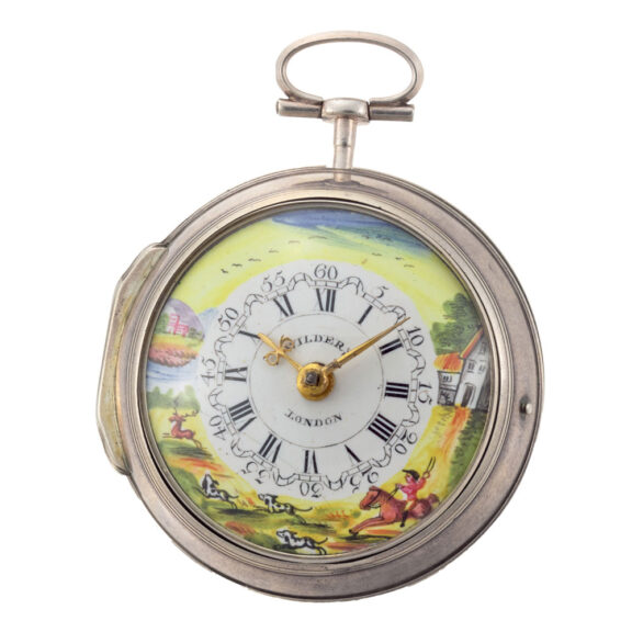 An English verge with painted dial in silver pair cases Circa 1793
