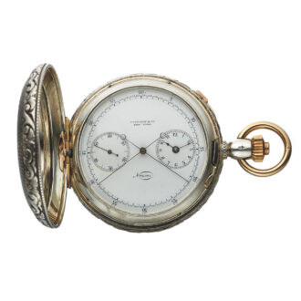 Swiss sterling silver hunting cased keyless pocket watch with split-seconds chronograph Circa 1870
