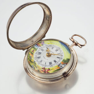 An English verge with painted dial in silver pair cases Circa 1793