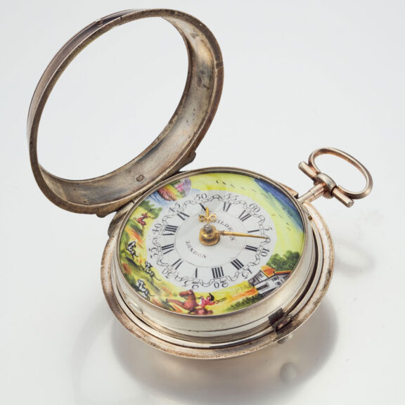 An English verge with painted dial in silver pair cases Circa 1793 An English verge with painted dial in silver pair cases Circa 1793