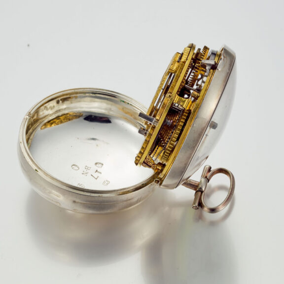 An English verge with painted dial in silver pair cases Circa 1793 An English verge with painted dial in silver pair cases Circa 1793