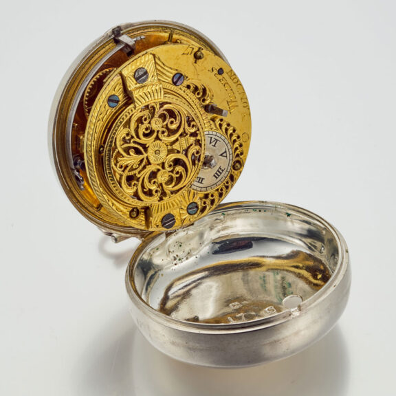 An English verge with painted dial in silver pair cases Circa 1793 An English verge with painted dial in silver pair cases Circa 1793