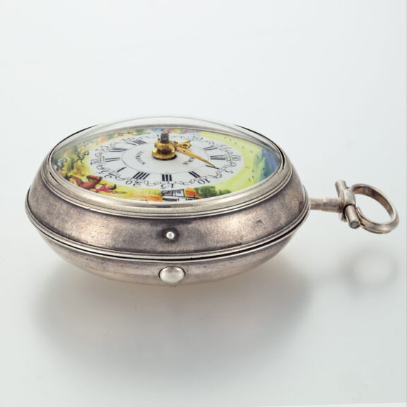 An English verge with painted dial in silver pair cases Circa 1793 An English verge with painted dial in silver pair cases Circa 1793