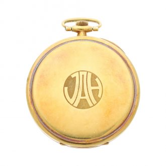 Unusual Swiss 18k gold open faced keyless lever Circa 1930
