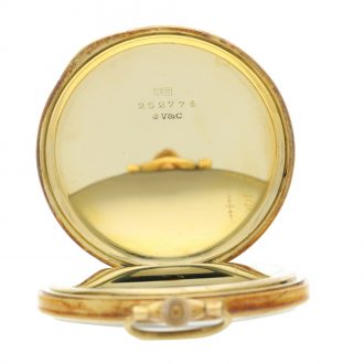 Unusual Swiss 18k gold open faced keyless lever Circa 1930