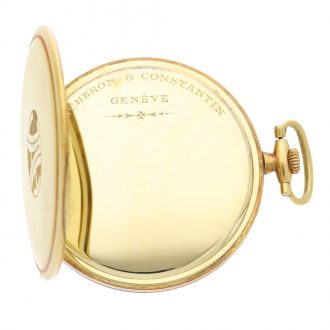 Unusual Swiss 18k gold open faced keyless lever Circa 1930