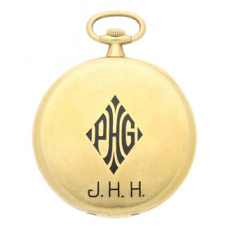 Swiss yellow gold open faced keyless pocket watch Circa 1915