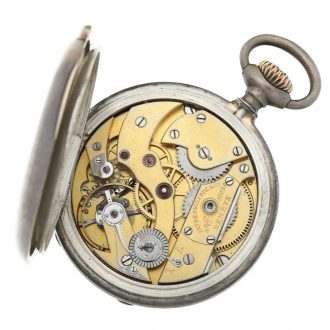 Swiss silver hunting cased keyless lever pocket watch Circa 1891