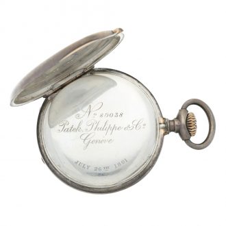 Swiss silver hunting cased keyless lever pocket watch Circa 1891