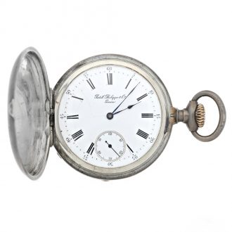 Swiss silver hunting cased keyless lever pocket watch Circa 1891