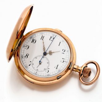 Gold Swiss minute repeater with chronograph Circa 1900
