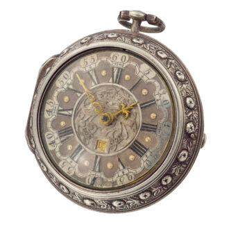 English repousse verge with date and enamel painting Circa 1730 English repousse verge with date and enamel painting Circa 1730