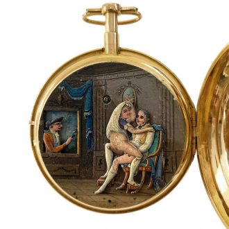 Swiss repeating watch with concealed erotic automaton Circa 1790 Swiss repeating watch with concealed erotic automaton Circa 1790