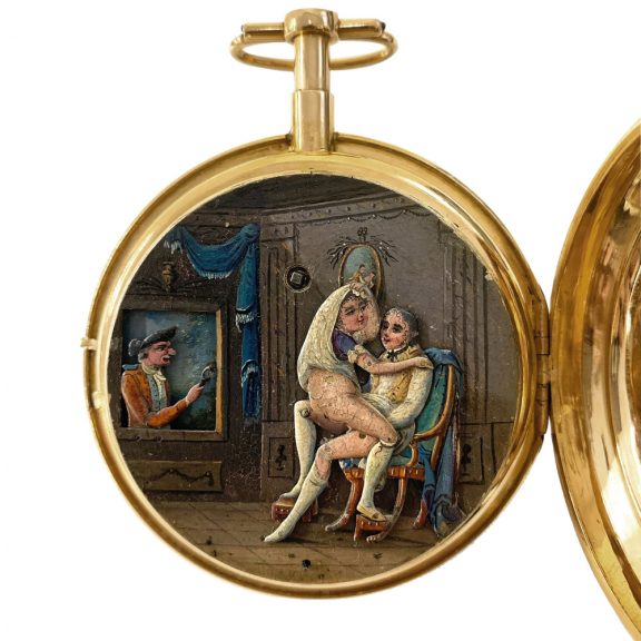 Swiss repeating watch with concealed erotic automaton Circa 1790 Swiss repeating watch with concealed erotic automaton Circa 1790