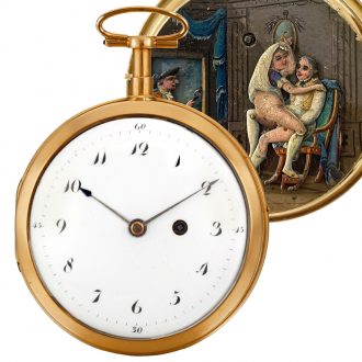Swiss repeating watch with concealed erotic automaton Circa 1790 Swiss repeating watch with concealed erotic automaton Circa 1790