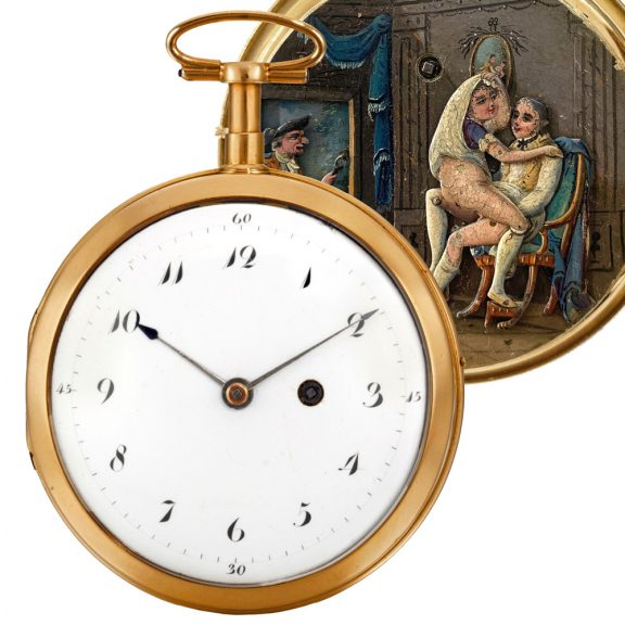 Swiss repeating watch with concealed erotic automaton Circa 1790 Swiss repeating watch with concealed erotic automaton Circa 1790