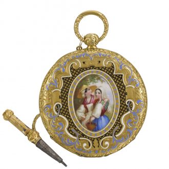 Extremely slim Swiss Bagnolet cylinder pocket watch Circa 1850