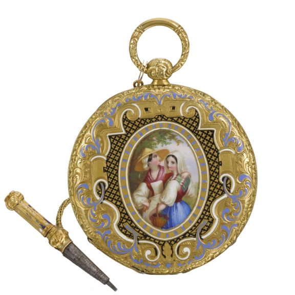 Extremely slim Swiss Bagnolet cylinder pocket watch Circa 1850