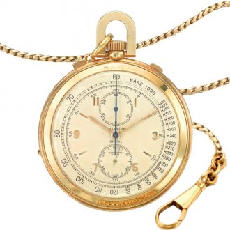 Swiss chronograph watch with tachometer and registers Circa 1945