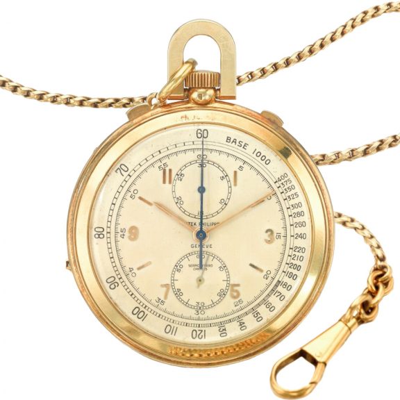 Swiss chronograph watch with tachometer and registers Circa 1945 Swiss chronograph watch with tachometer and registers Circa 1945
