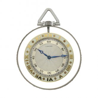 Swiss/French rock crystal open faced watch with two tone dial Circa 1925