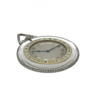 Swiss/French rock crystal open faced watch with two tone dial Circa 1925