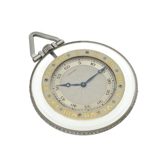 Swiss/French rock crystal open faced watch with two tone dial Circa 1925 Swiss/French rock crystal open faced watch with two tone dial Circa 1925