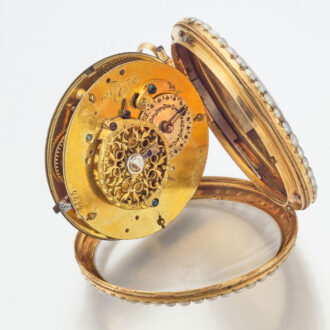 A French pearl set gold and polychrome enamel watch Circa 1790