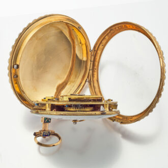 A French pearl set gold and polychrome enamel watch Circa 1790
