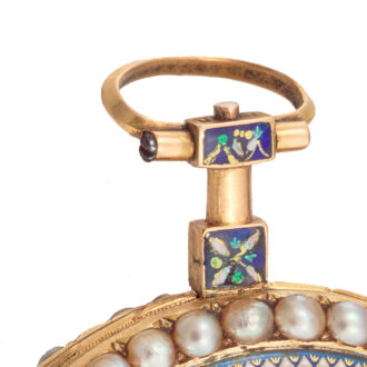 A French pearl set gold and polychrome enamel watch Circa 1790