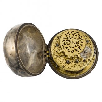 Continental silver verge clock watch with date Circa 1710