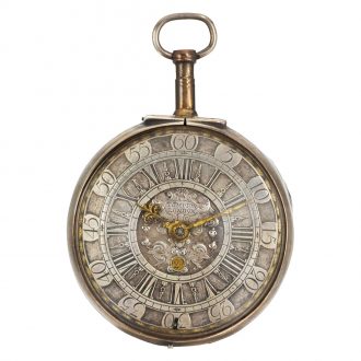 Continental silver verge clock watch with date Circa 1710