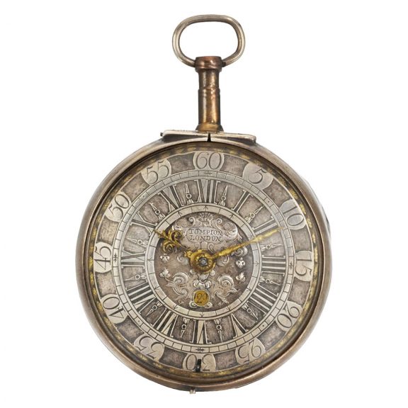 Continental silver verge clock watch with date Circa 1710