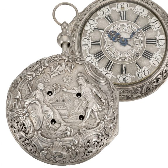 German striking and repeating watch with date and alarm Circa 1750
