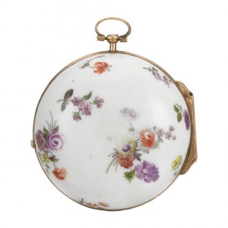 German verge rococo pocket watch in porcelain case Circa 1760