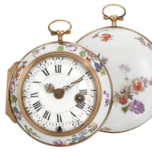 German verge rococo pocket watch in porcelain case Circa 1760