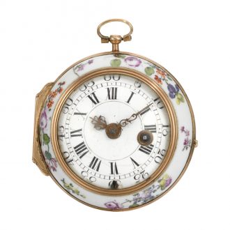 German verge rococo pocket watch in porcelain case Circa 1760