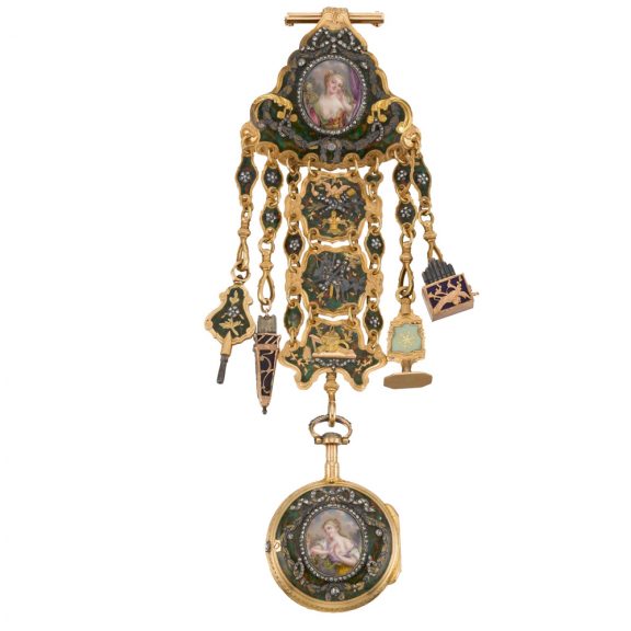 French quarter repeating verge watch with chatelaine Circa 1780