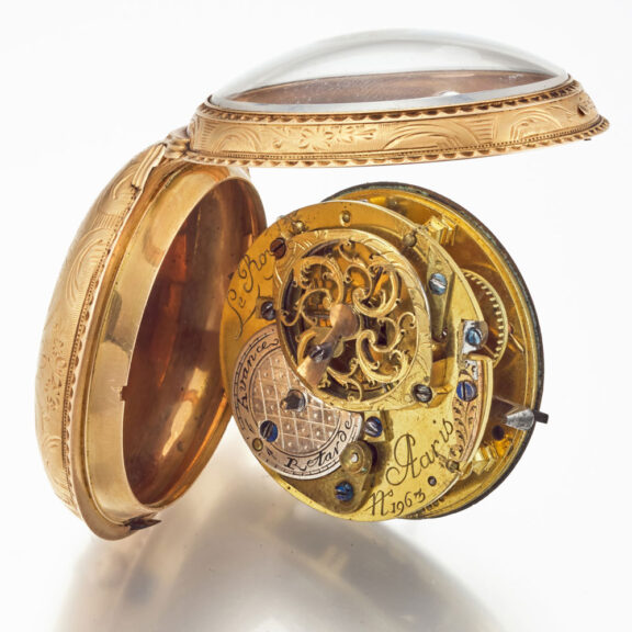 A fine gold engraved French verge pocket watch Circa 1780 A fine gold engraved French verge pocket watch Circa 1780
