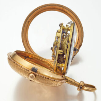 A fine gold engraved French verge pocket watch Circa 1780