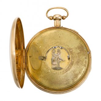 Swiss quarter repeating watch with erotic automaton Circa 1820