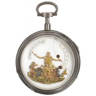 Swiss verge watch with bras en l'air automaton Circa 1790