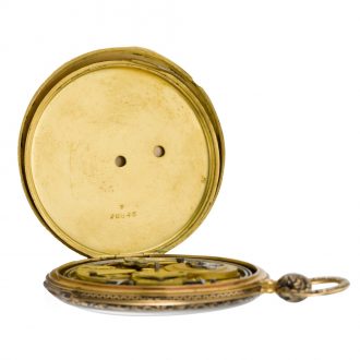 Swiss gold and enamel quarter repeating pocket watch Circa 1850 Swiss gold and enamel quarter repeating pocket watch Circa 1850