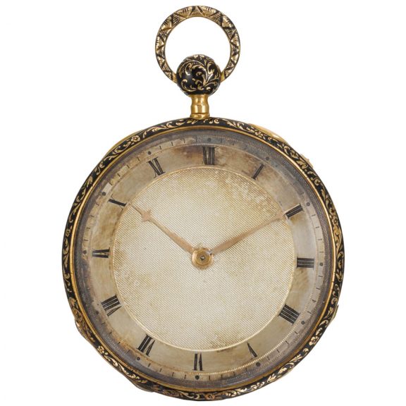 Swiss gold and enamel quarter repeating pocket watch Circa 1850 Swiss gold and enamel quarter repeating pocket watch Circa 1850